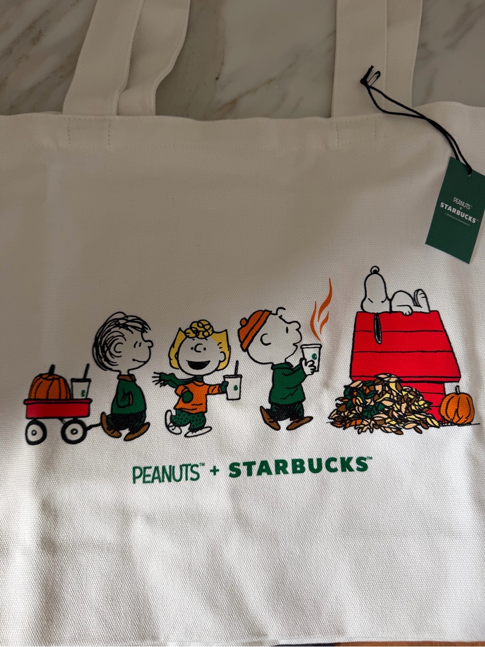 NWT Peanuts x Starbucks Cream Tote RESERVE collection - Picture 2 of 4